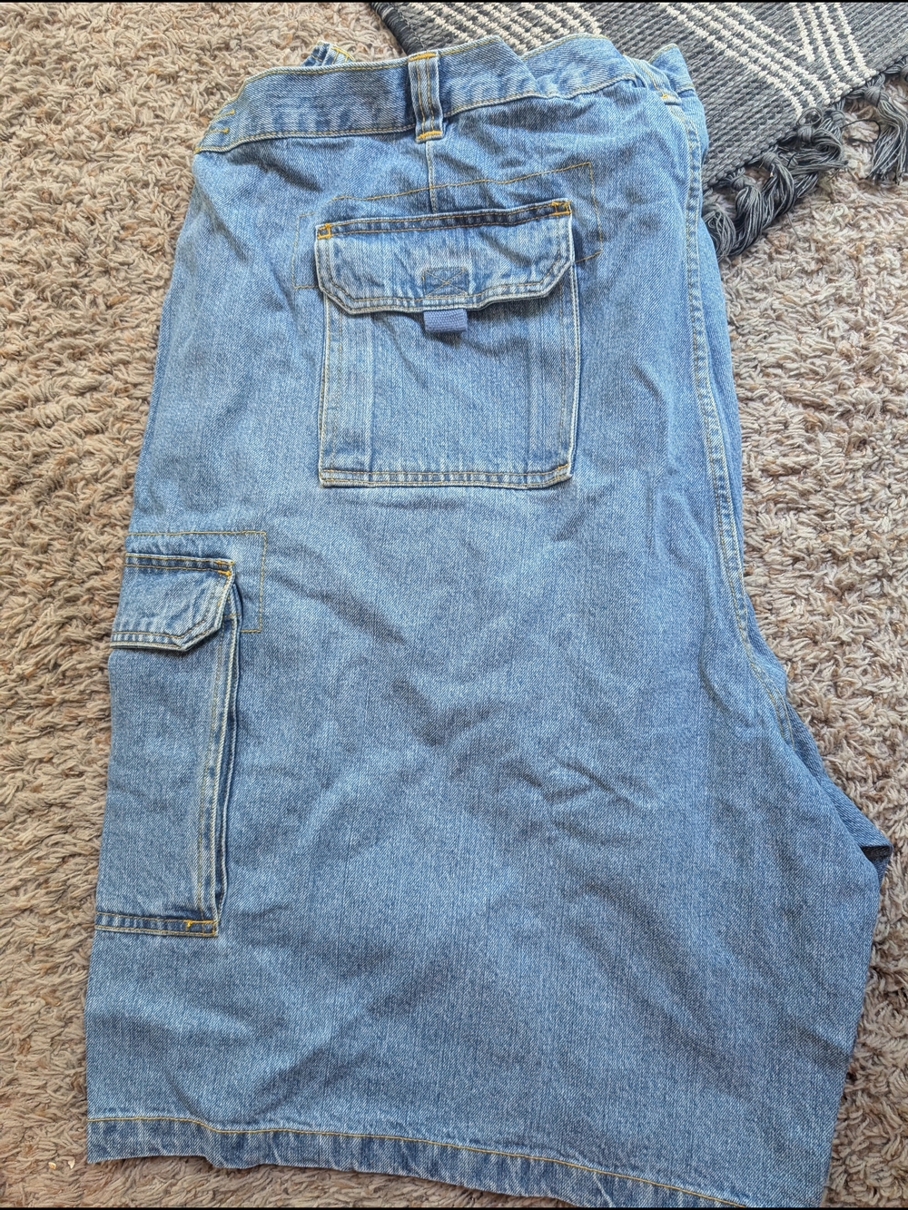 Men's Denim Cargo Shorts with Utility Pockets. King Size Brand Size 5XLT